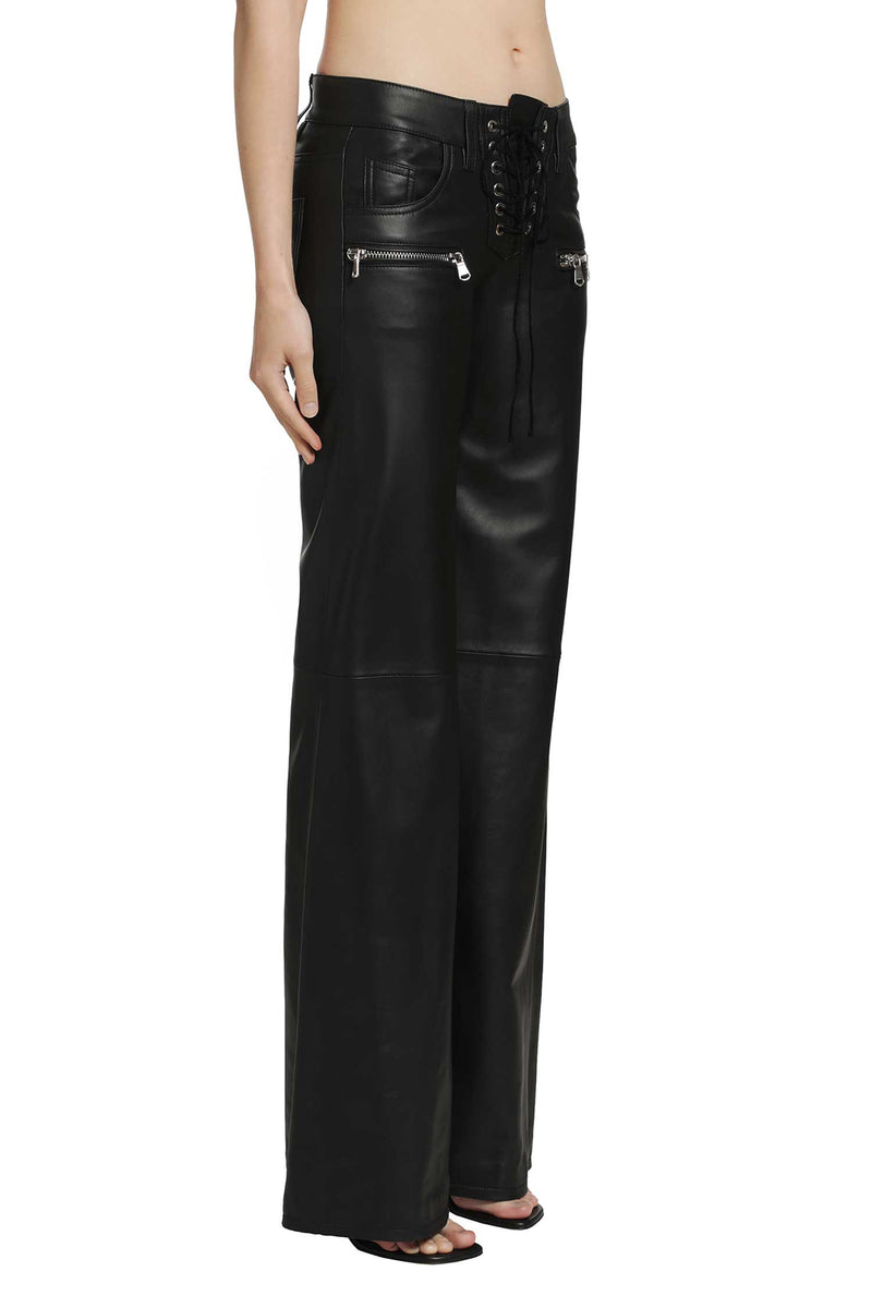 NVL GARDE Low-Rise Lace-Up Flare Pants woman