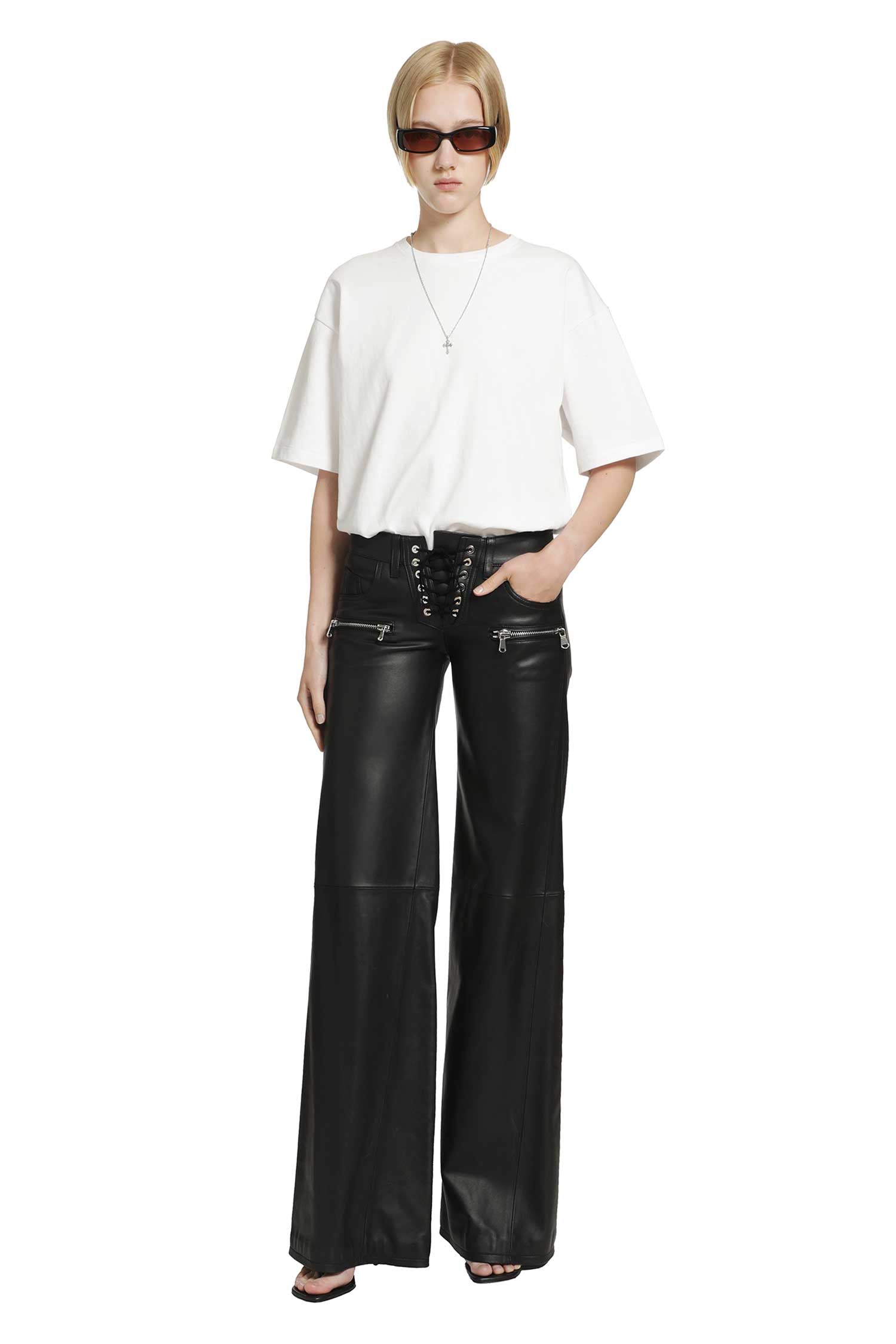 NVL GARDE Low-Rise Lace-Up Flare Pants woman