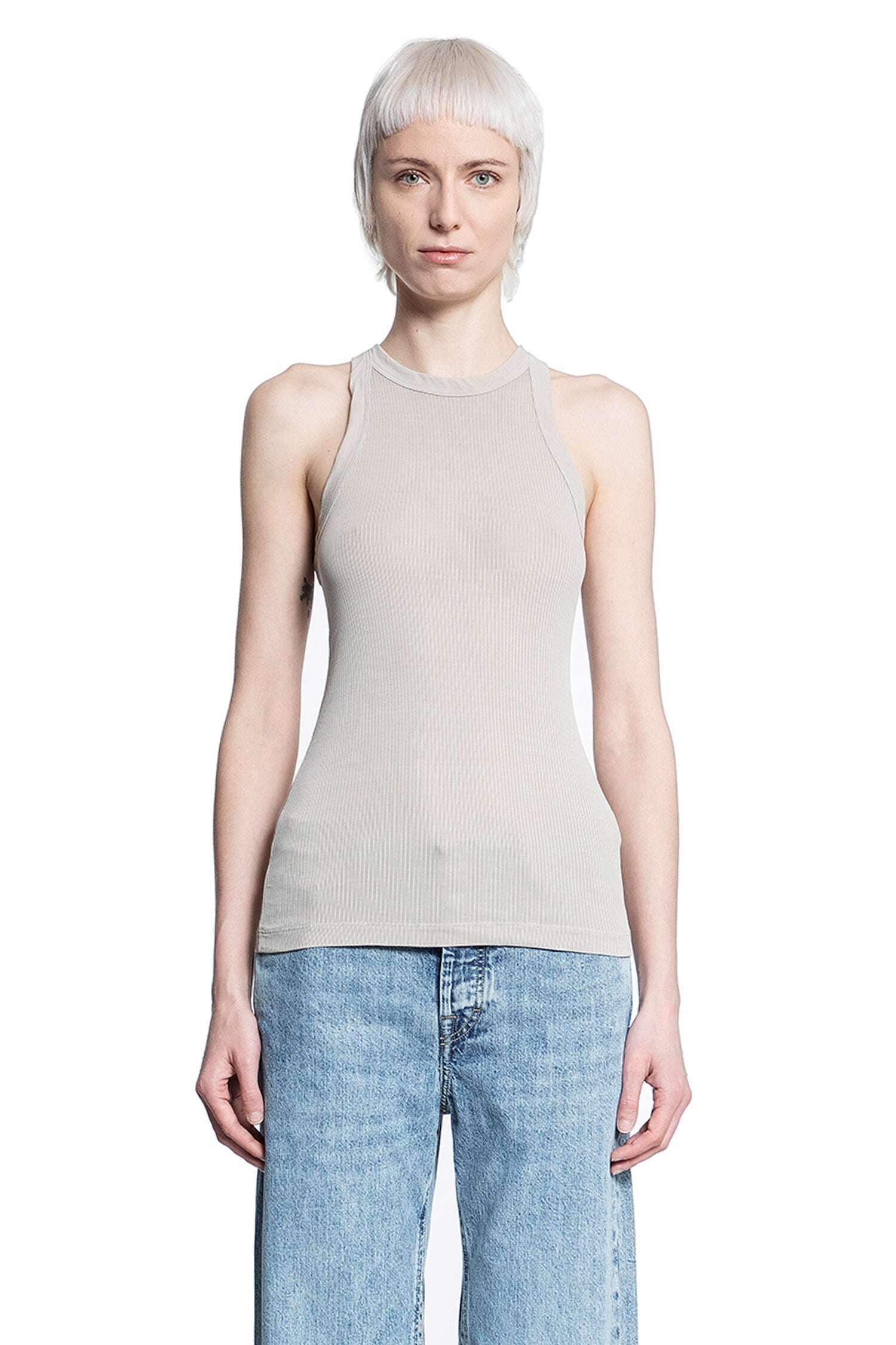 JAMES PERSE WOMAN GREY T-SHIRTS & TANK TOPS