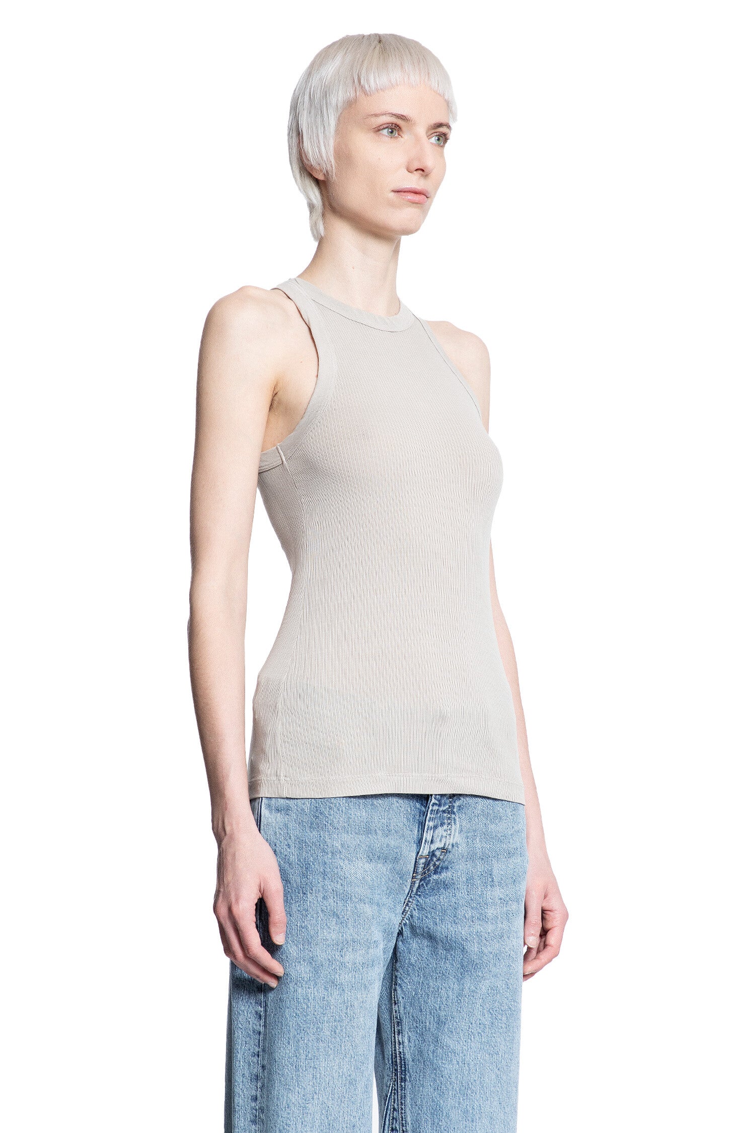 JAMES PERSE WOMAN GREY T-SHIRTS & TANK TOPS