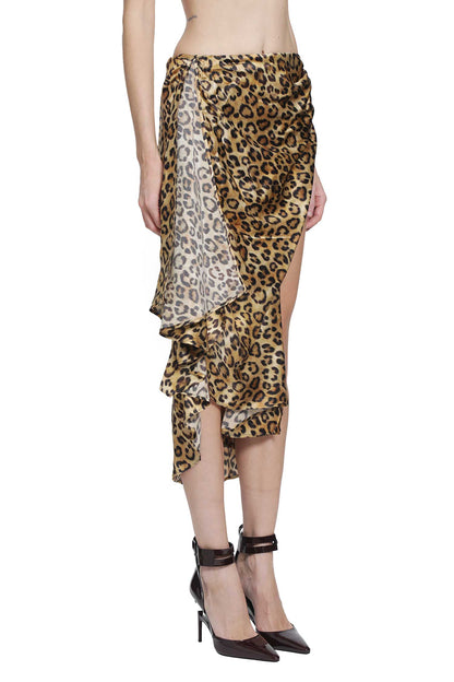 Leopard Silk Wrap Skirt