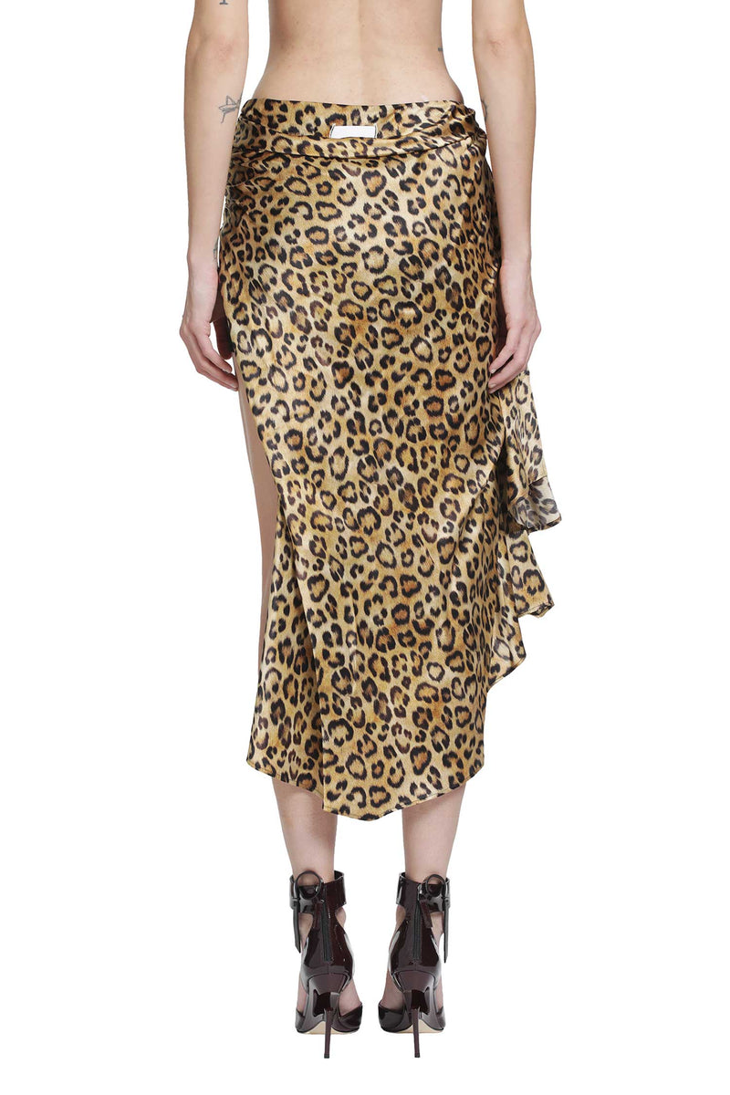 NVL GARDE Leopard Silk Wrap Skirt woman