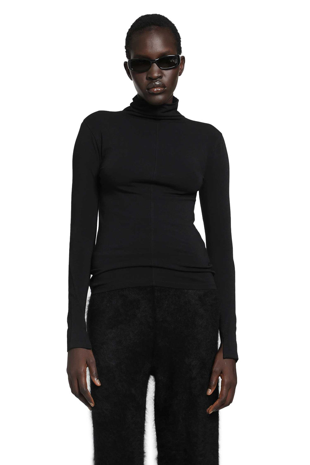 THOM KROM Stretch Cotton Modal Turtleneck Top woman