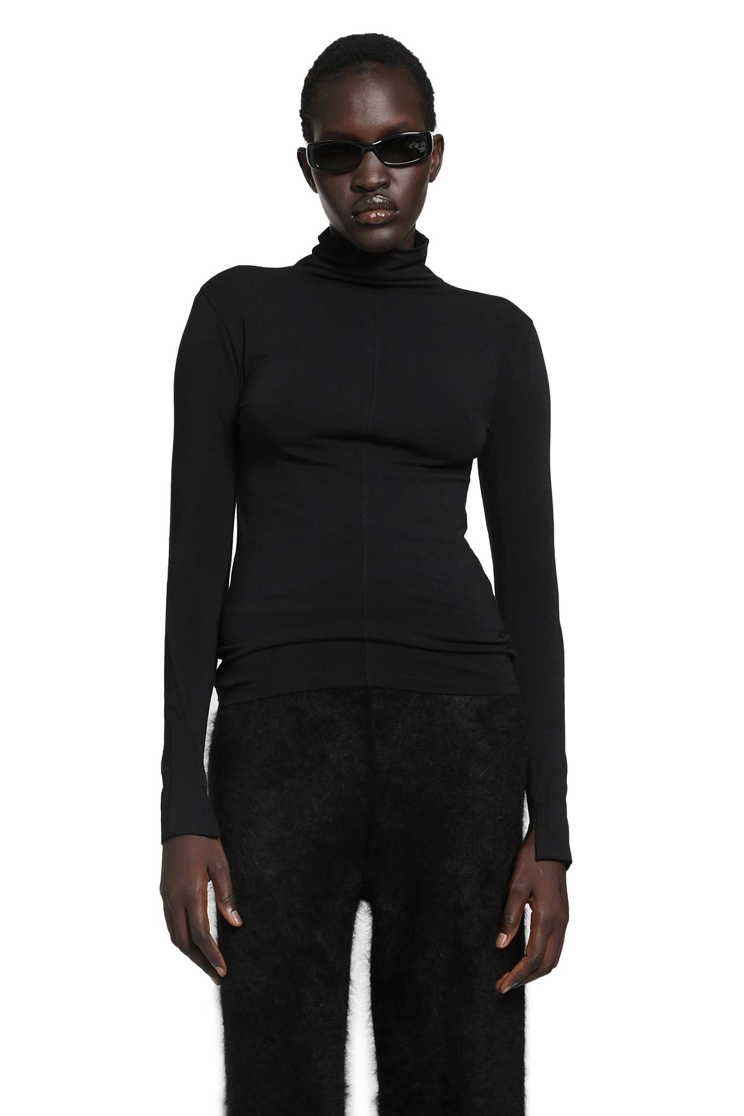 Stretch Cotton Modal Turtleneck Top