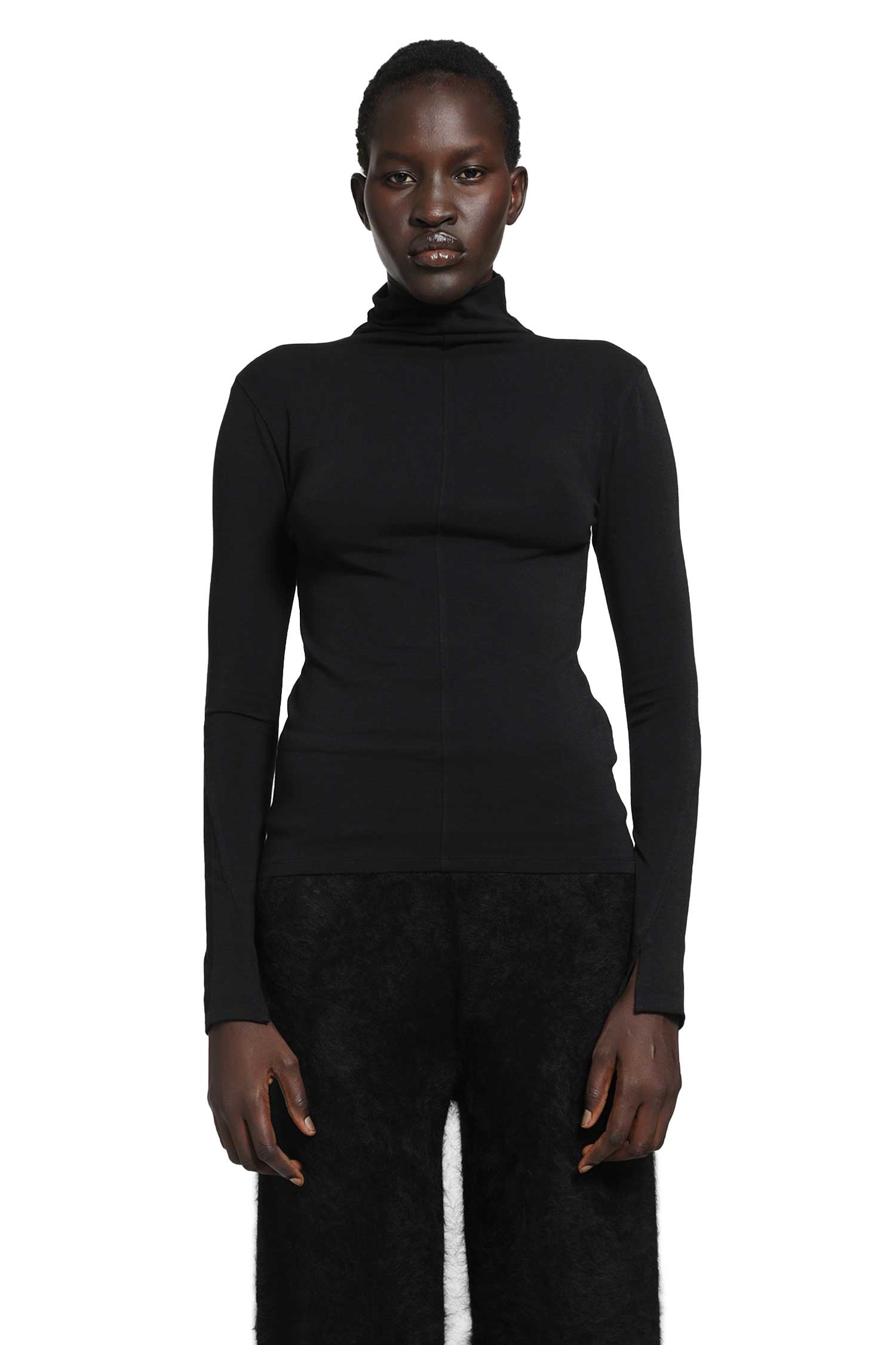 Stretch Cotton Modal Turtleneck Top