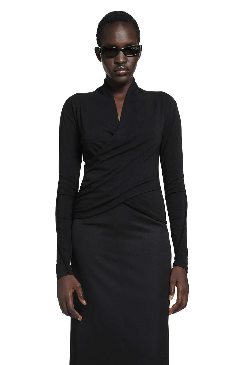 THOM KROM Stretch Cotton Modal Wrap Top woman