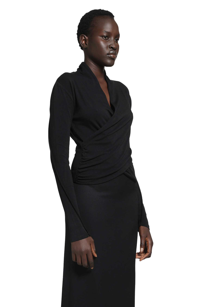 THOM KROM Stretch Cotton Modal Wrap Top woman