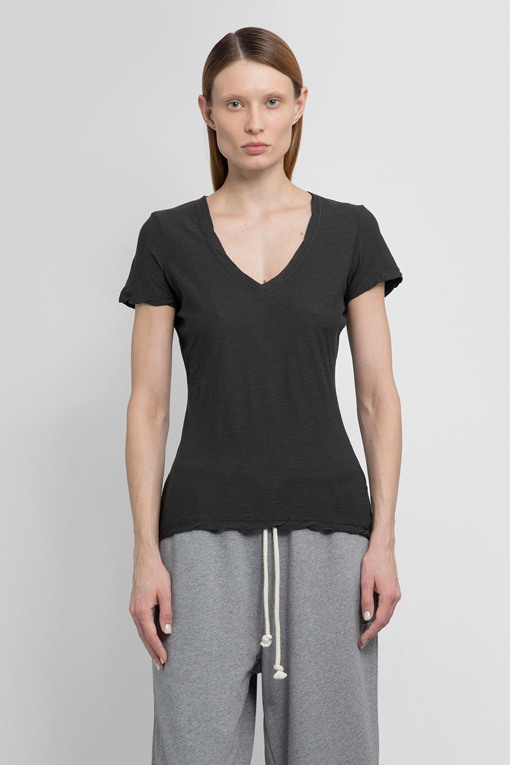 JAMES PERSE WOMAN GREY T-SHIRTS & TANK TOPS