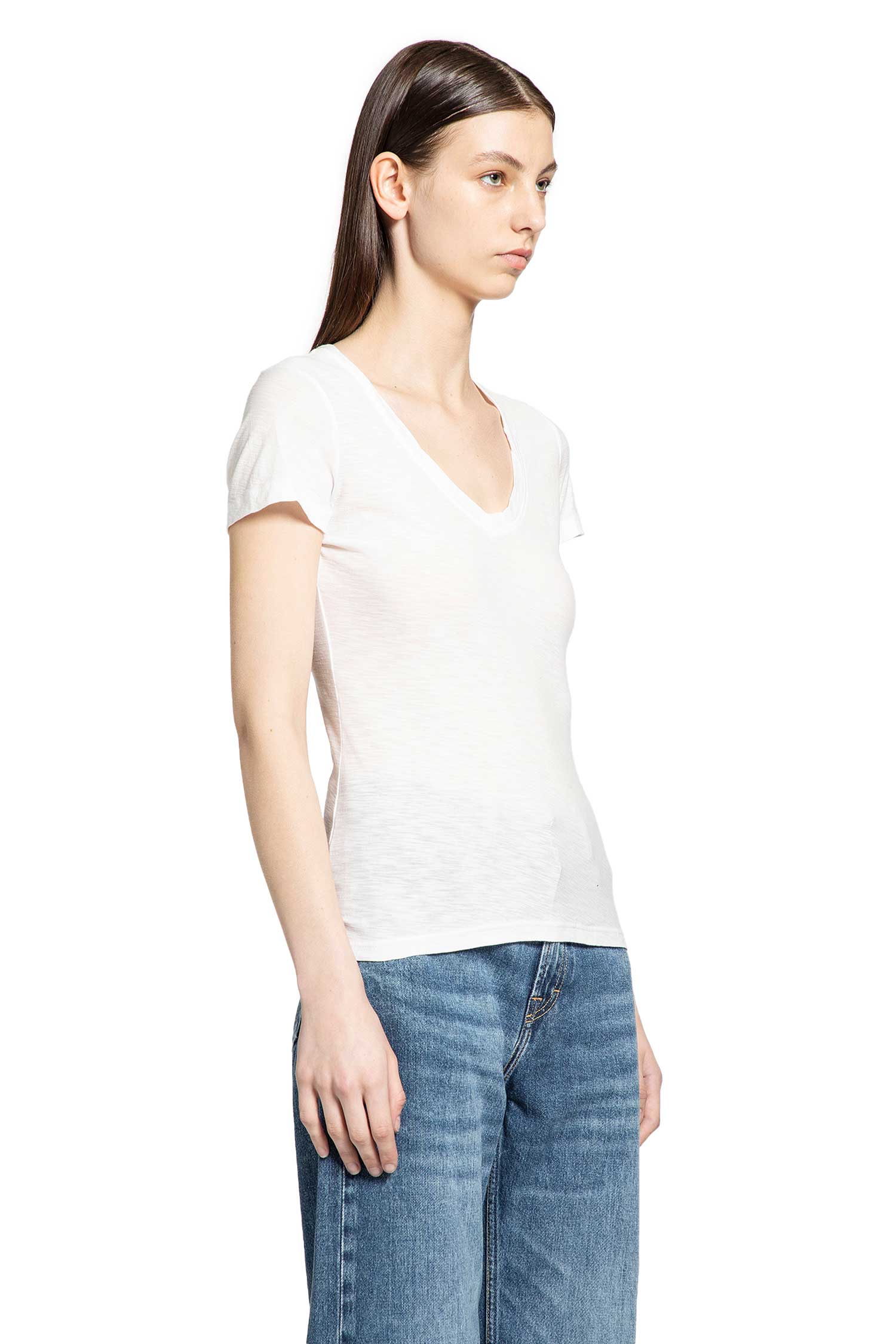Sheer Slub Casual V-Neck Top