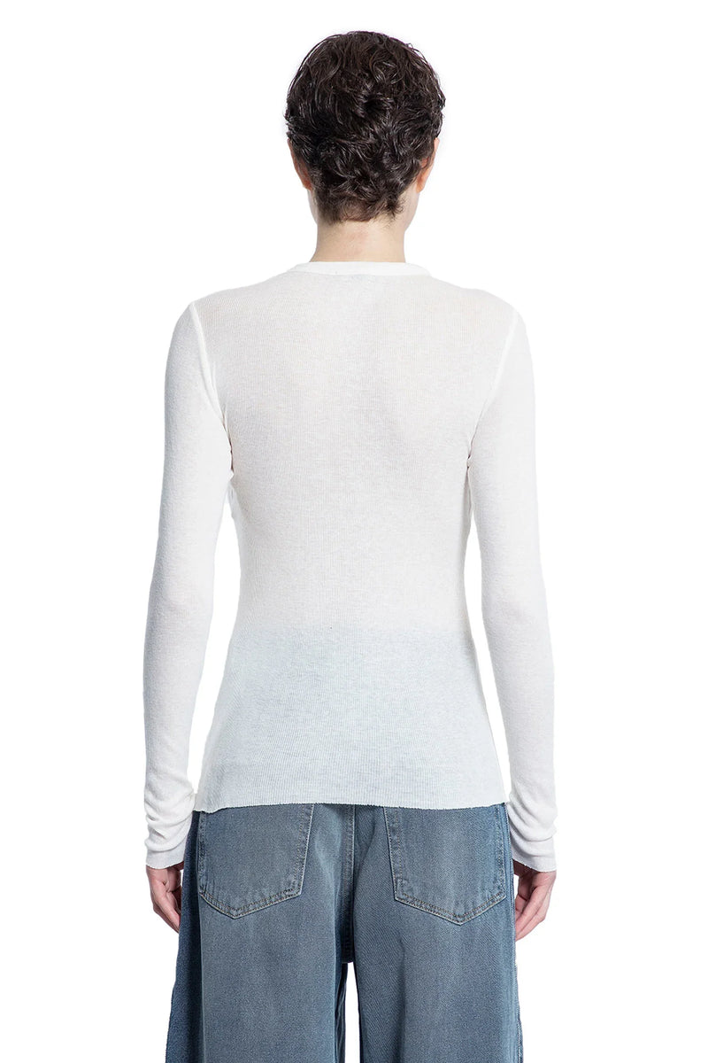 Cotton Cashmere Ribbed Long Sleeve Top - Antonioli.eu