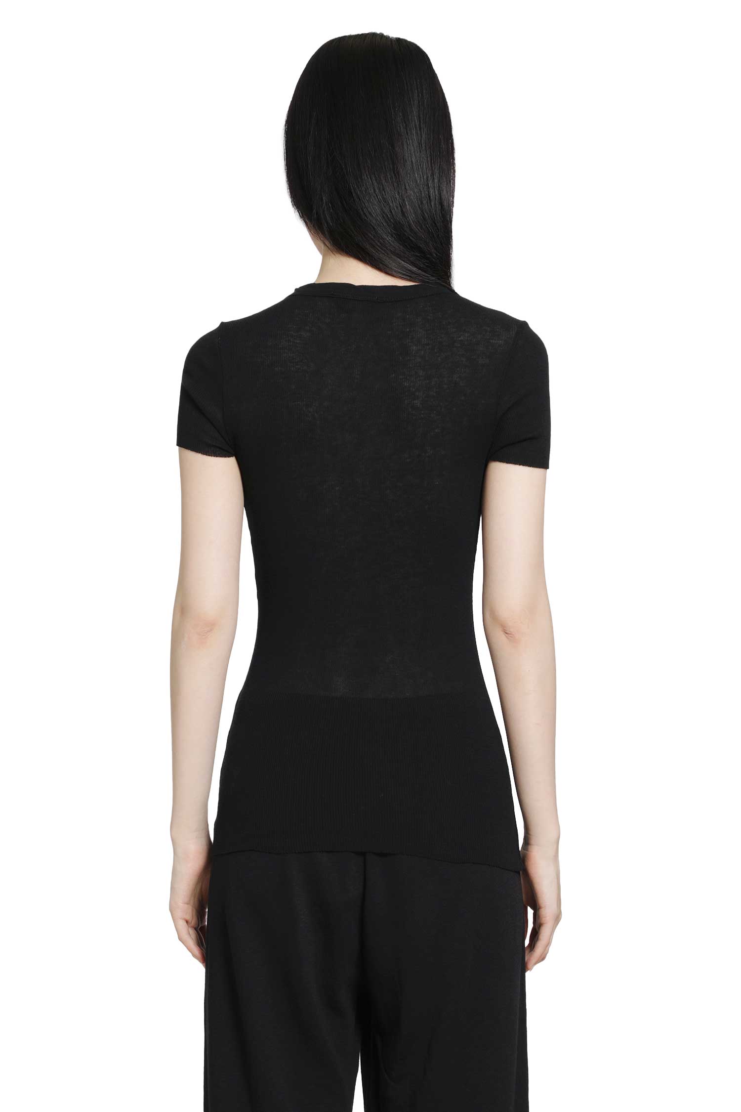 Cotton Cashmere Blend Ribbed Crewneck Tee