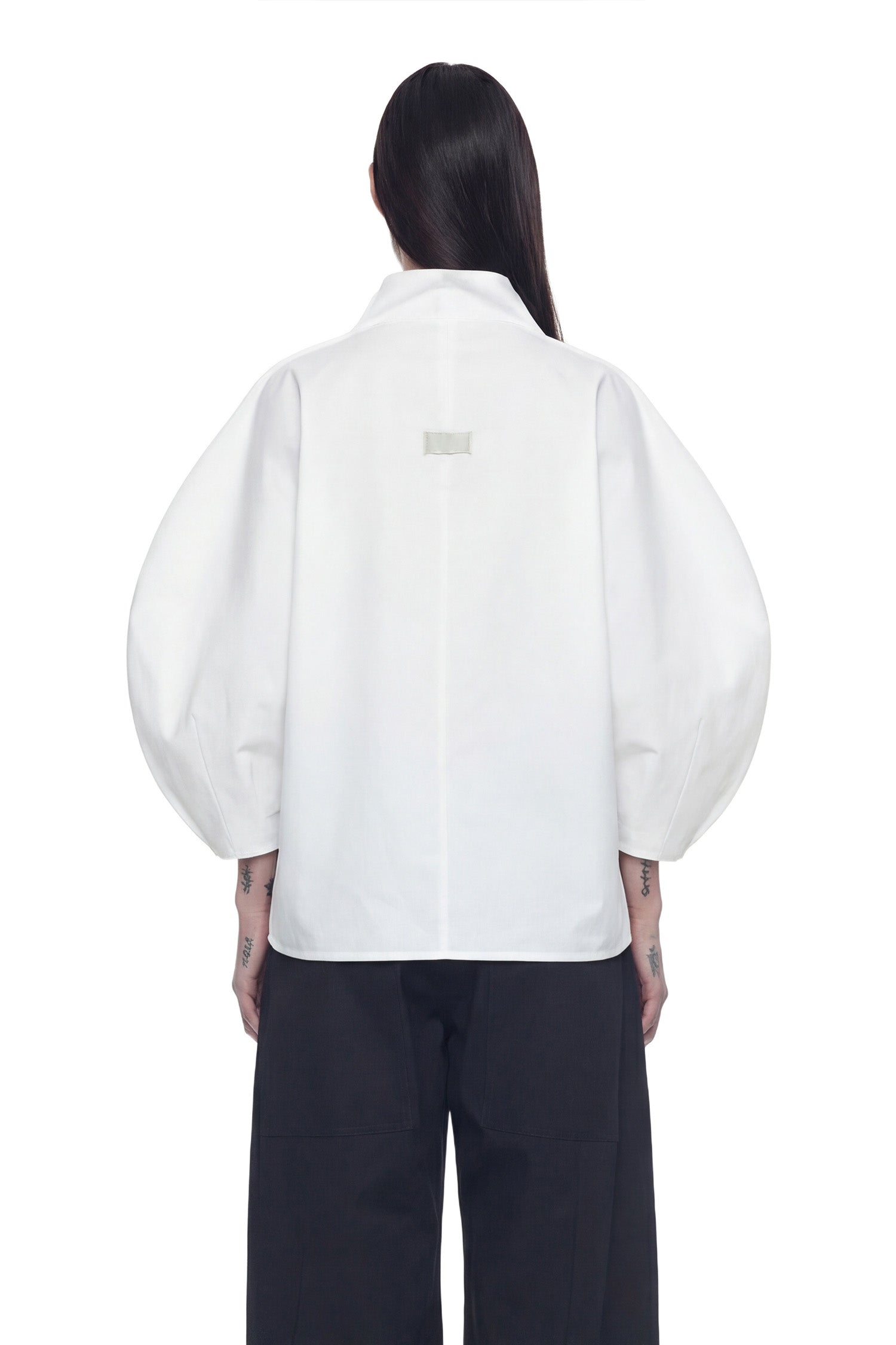 Balloon Sleeve High-Neck Top