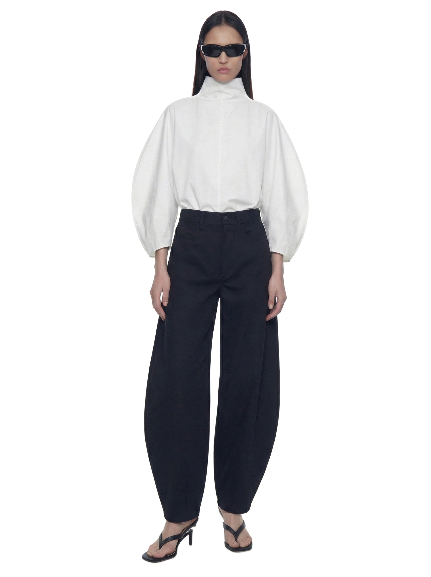 Balloon Sleeve High-Neck Top