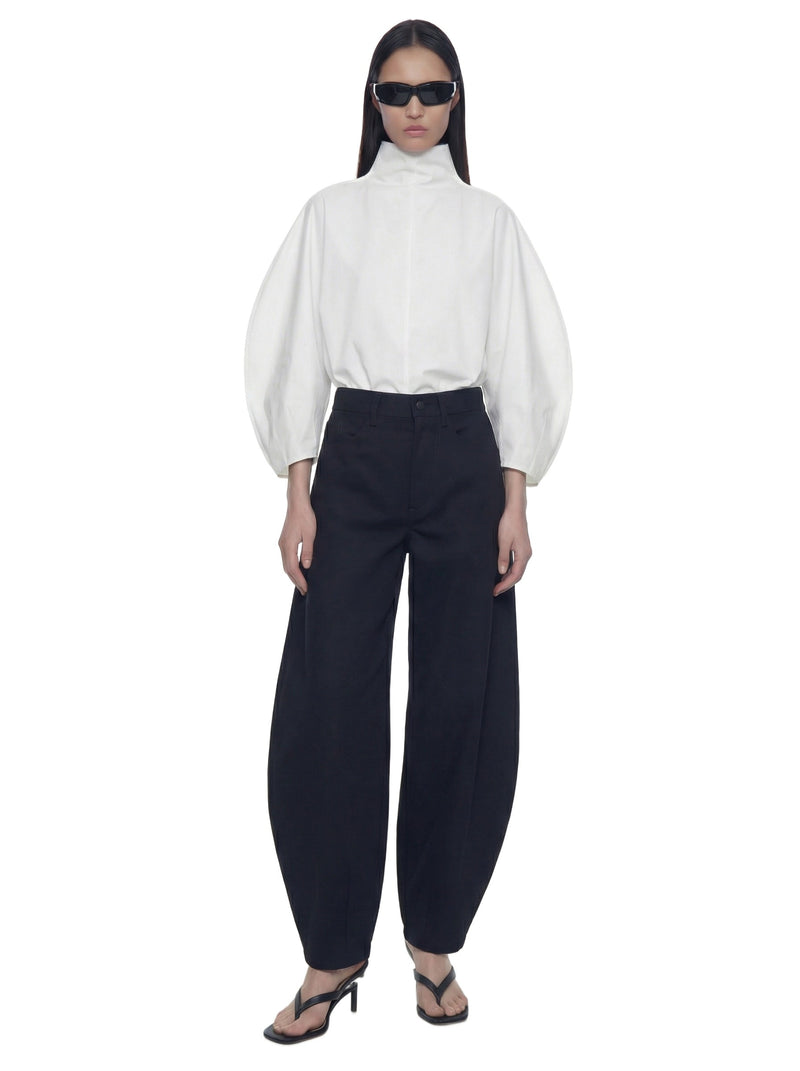 Balloon Sleeve High-Neck Top