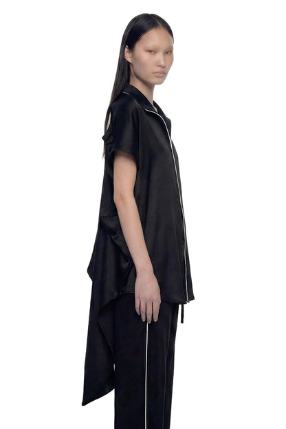 Open Back Oversized Pajama Top