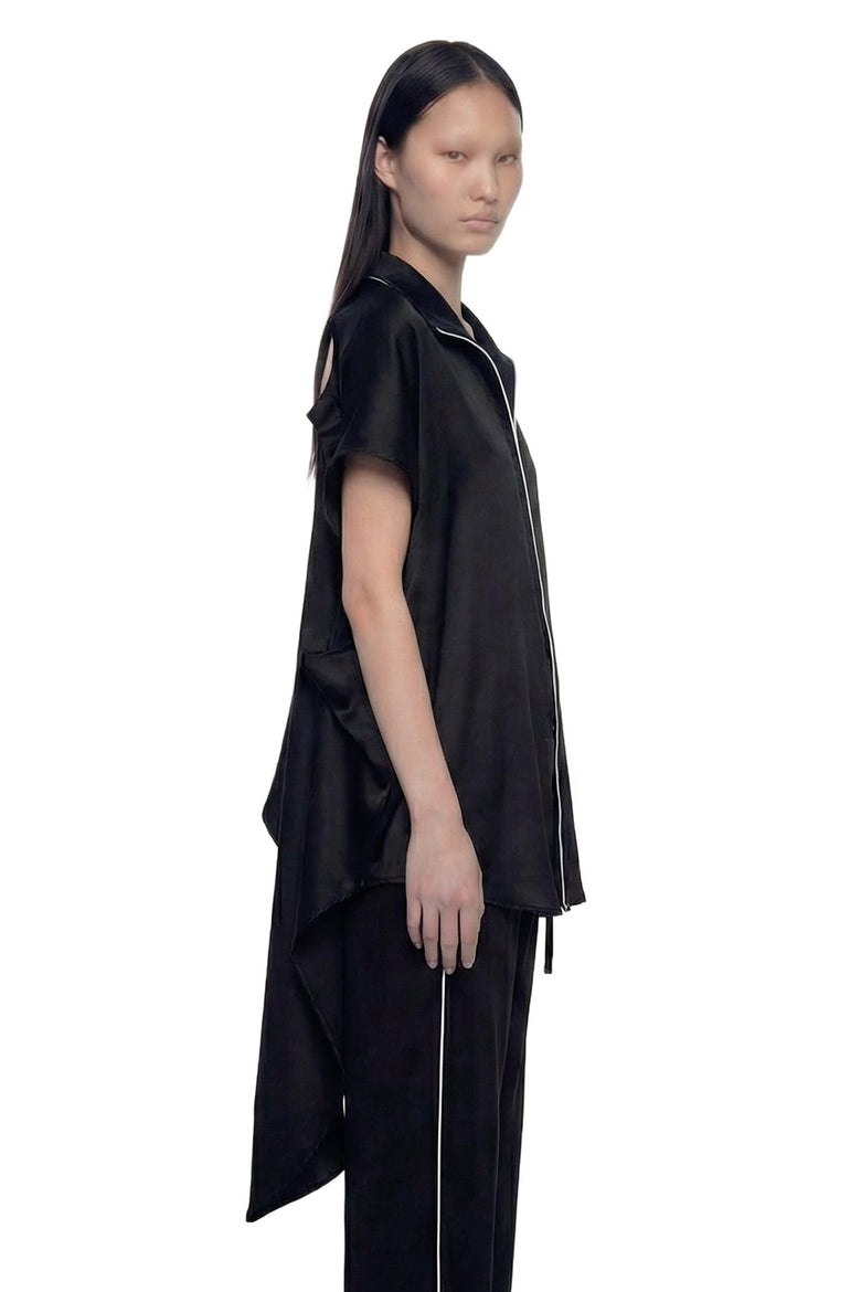 Open Back Oversized Pajama Top