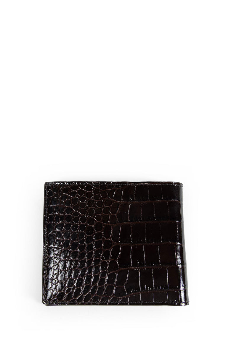 Shiny Stamped Crocodile Leather Bifold Wallet