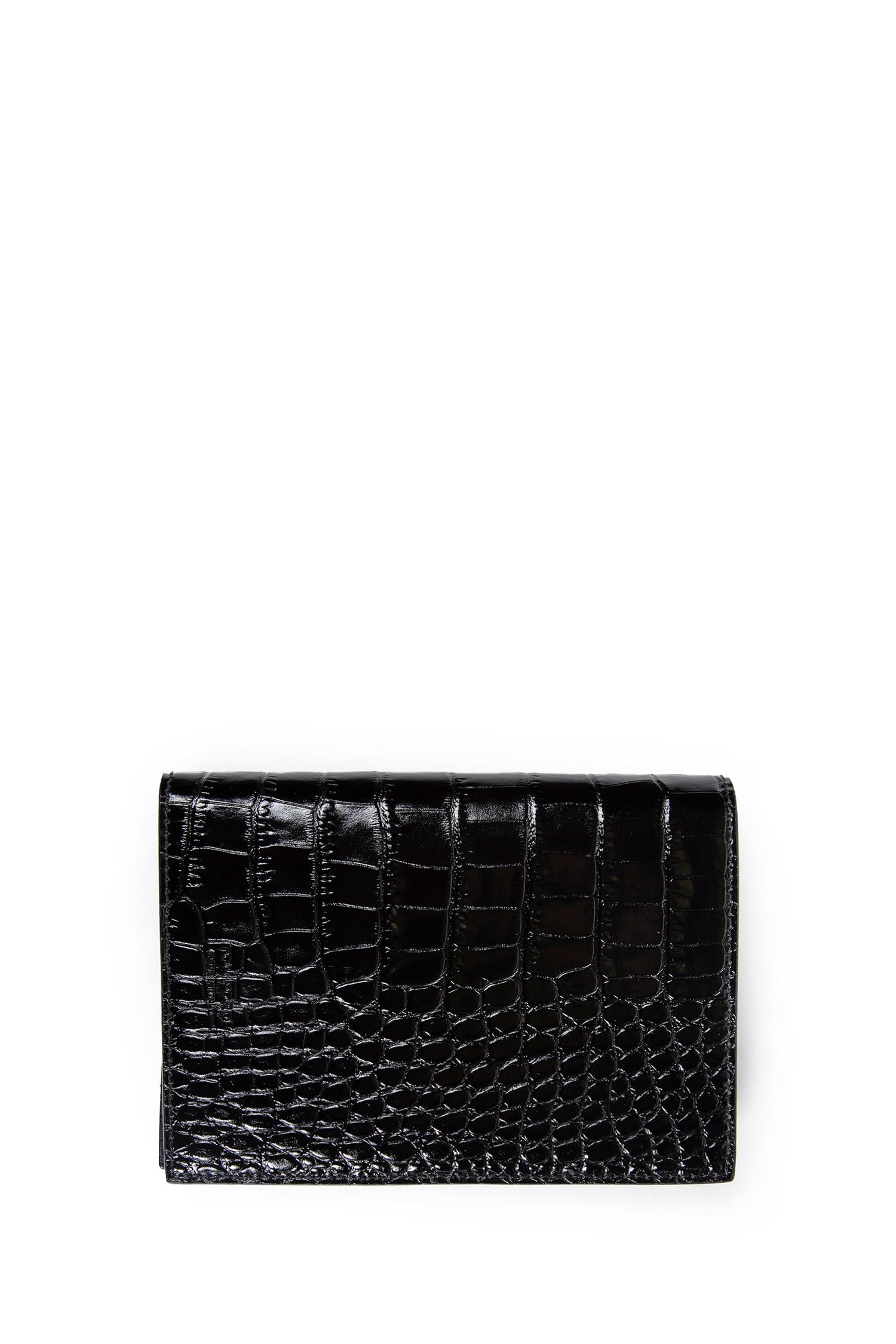 Folded Card Holder in Croc leather
