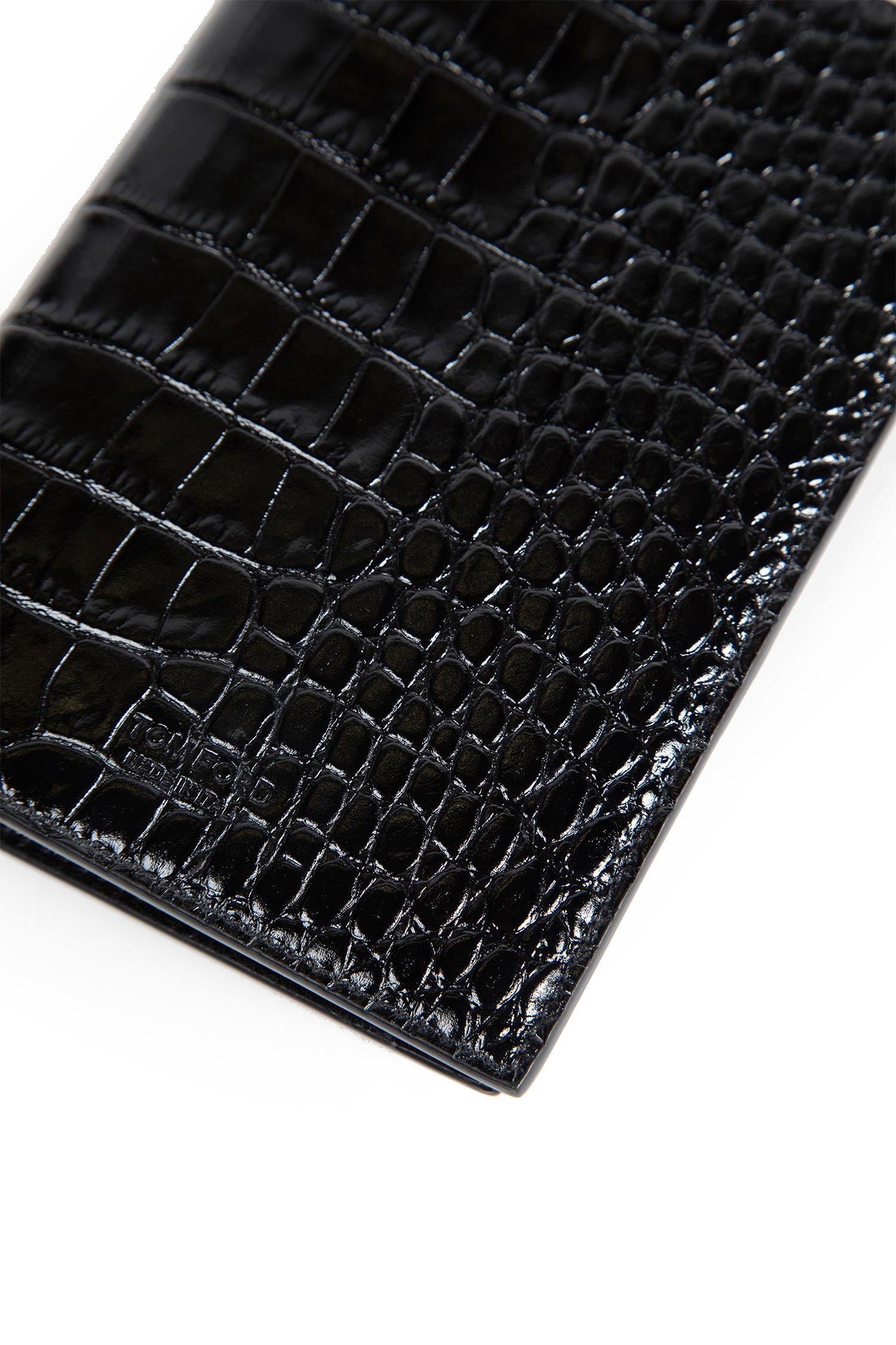Folded Card Holder in Croc leather