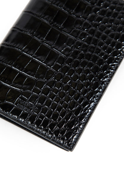 Folded Card Holder in Croc leather
