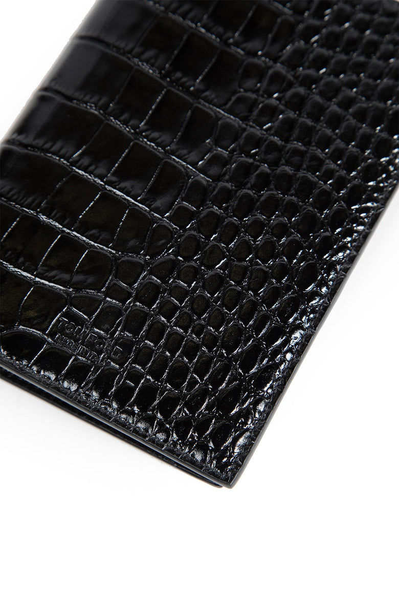 Folded Card Holder in Croc leather