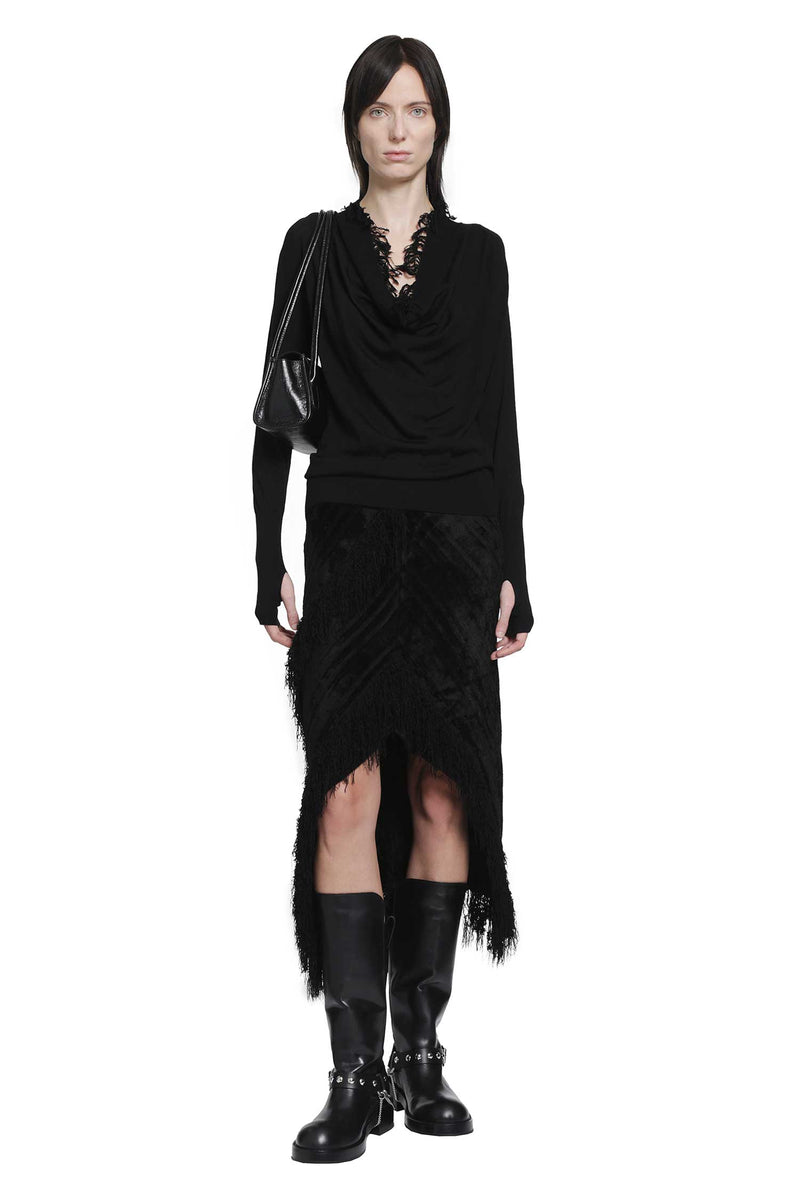 YA YI Giselle Fringe Skirt woman