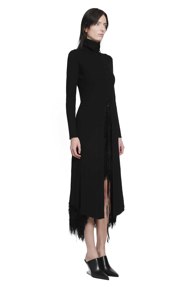 YA YI Braided Wool Dress woman