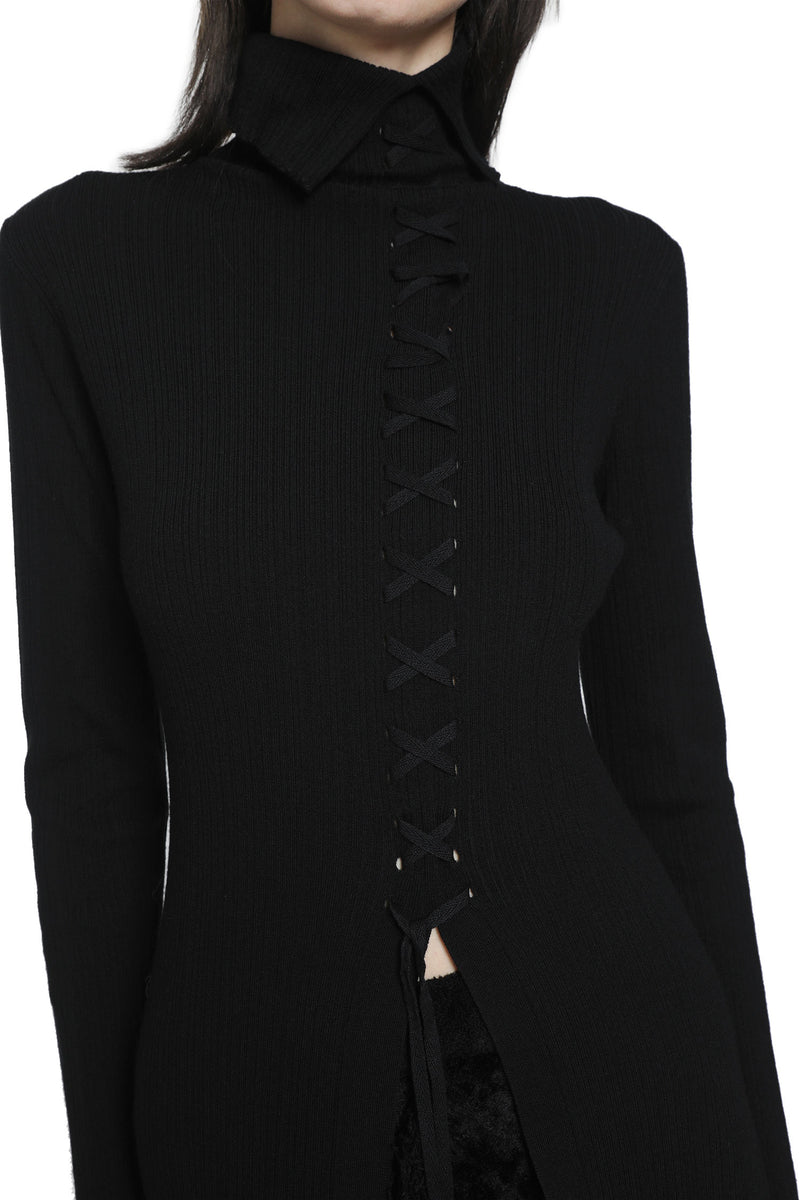 YA YI Braided Wool Dress woman