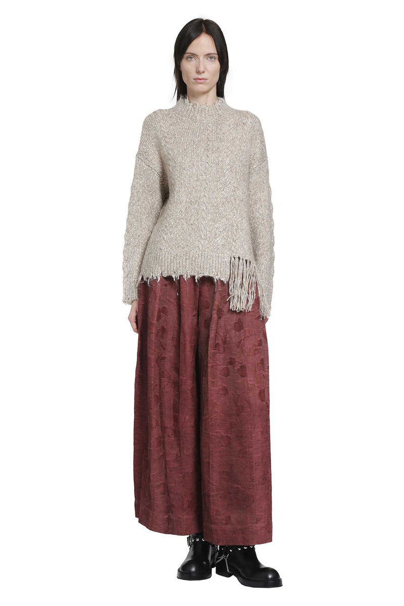 YA YI Mantra Fringe Sweater woman