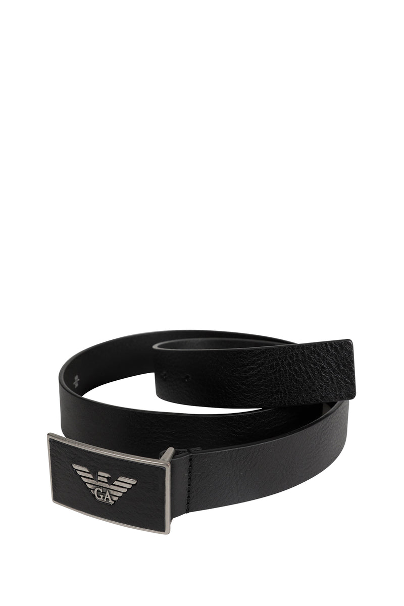 Leather Belt With Eagle Plate