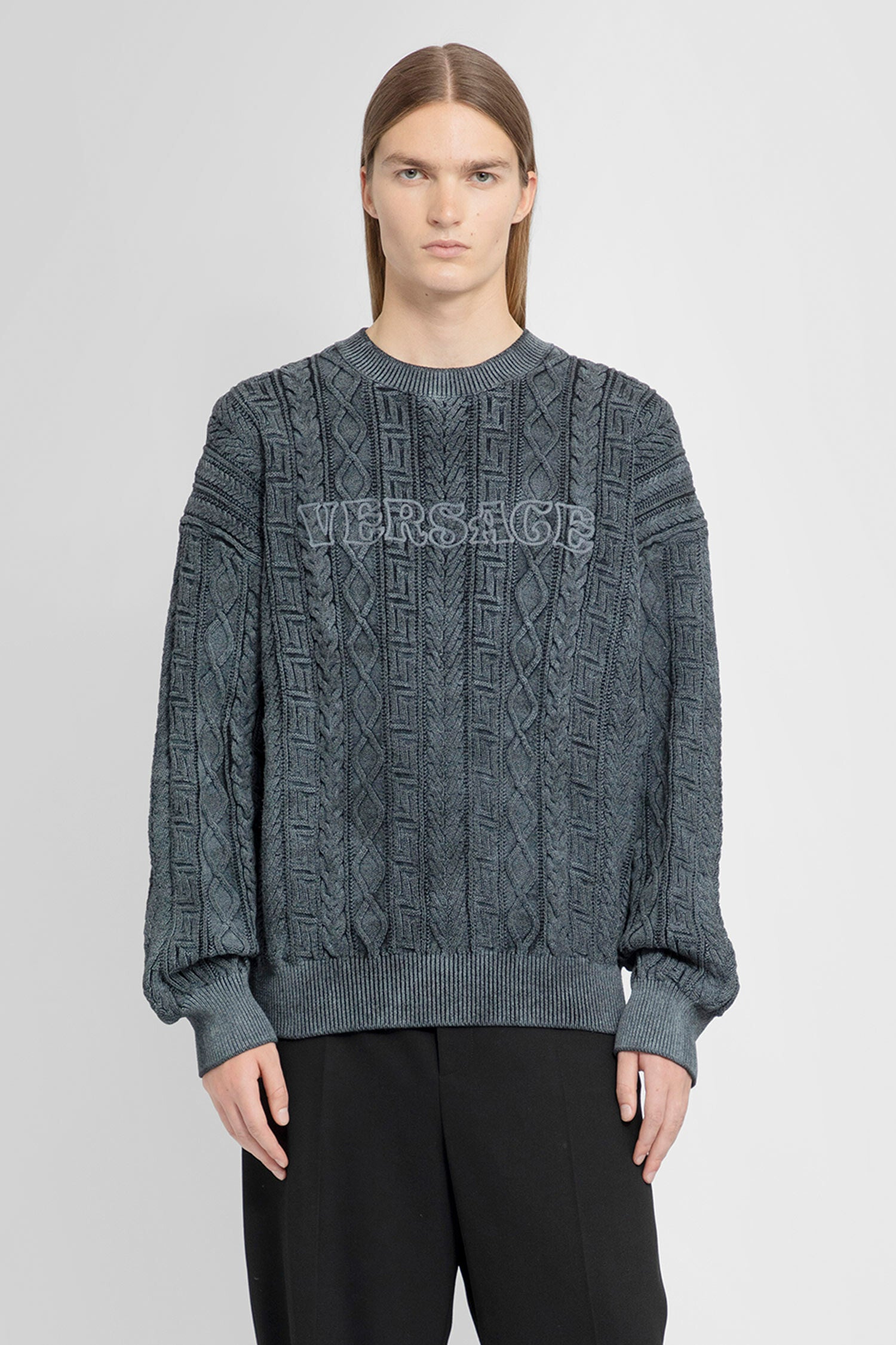 VERSACE MAN GREY KNITWEAR