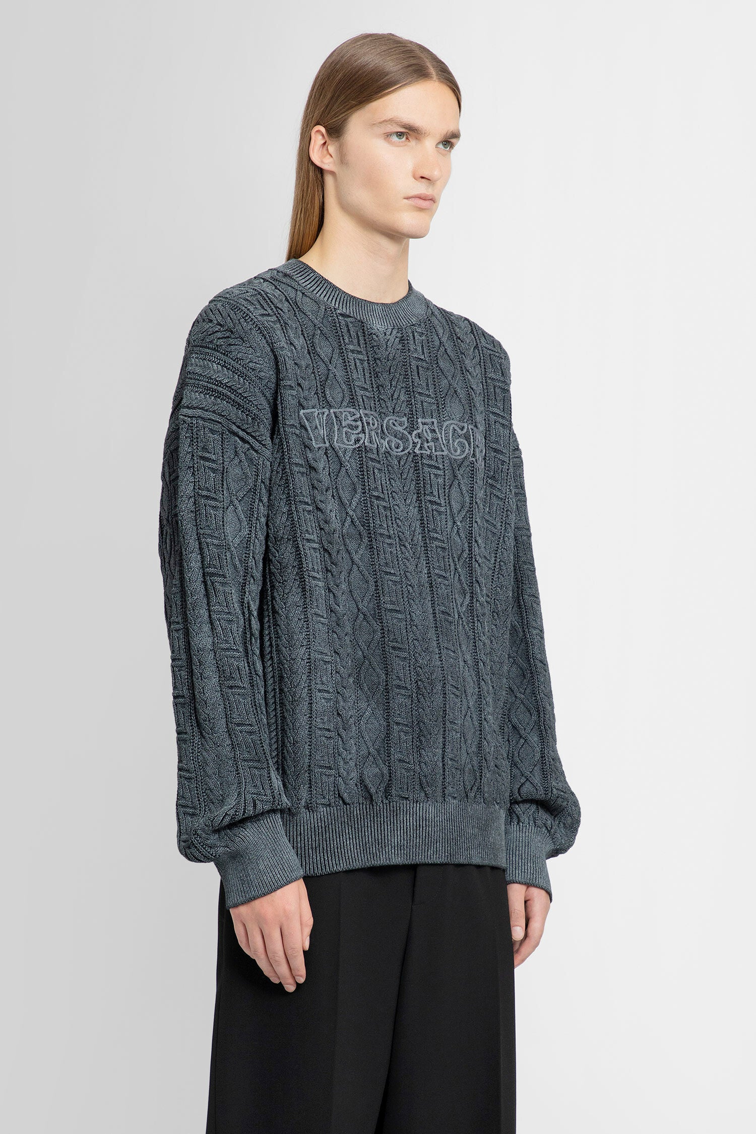 VERSACE MAN GREY KNITWEAR