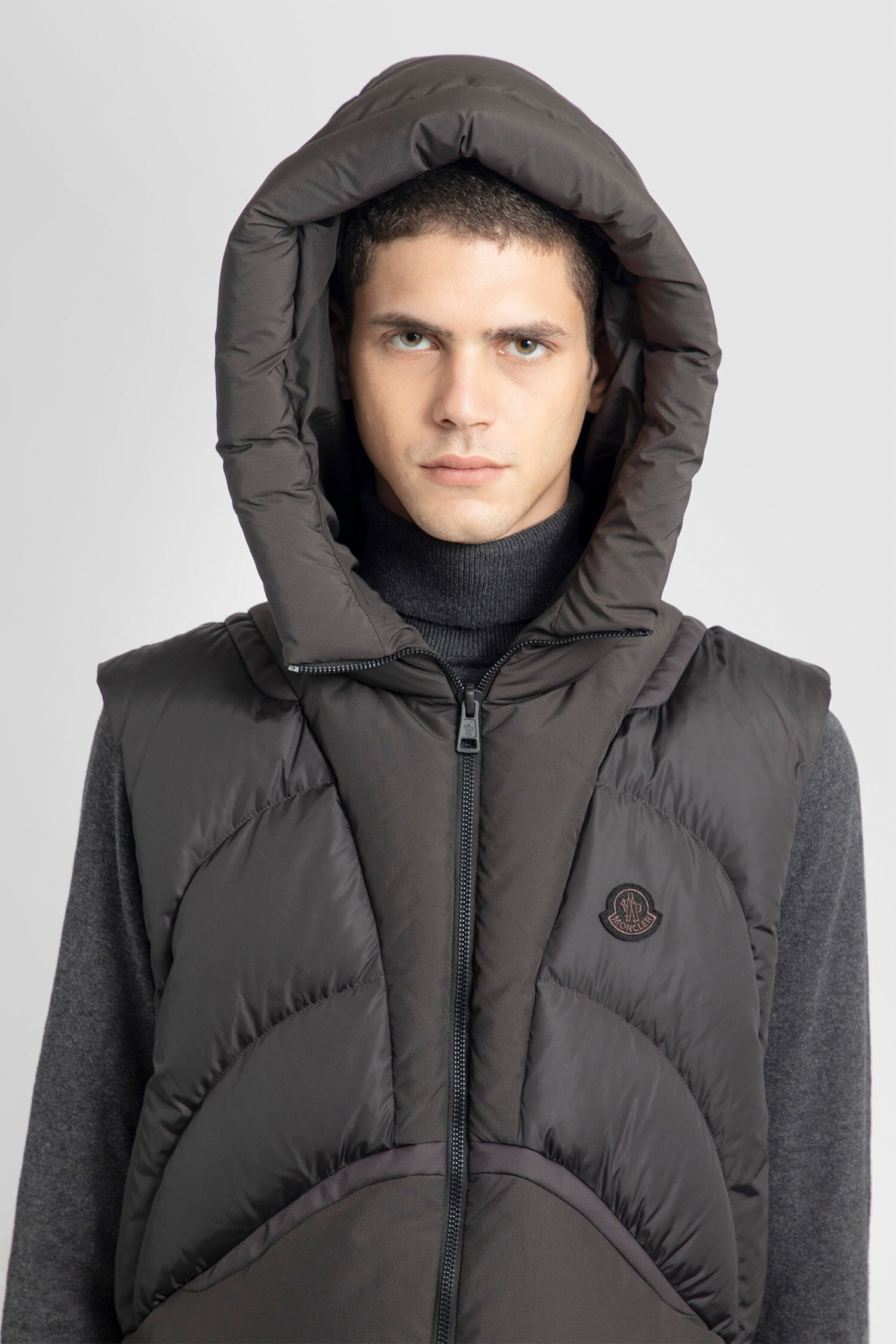 MONCLER MAN GREY WAISTCOATS