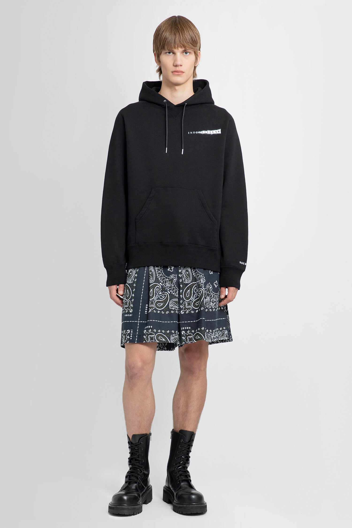 SACAI MAN BLACK&WHITE SHORTS & SKIRTS