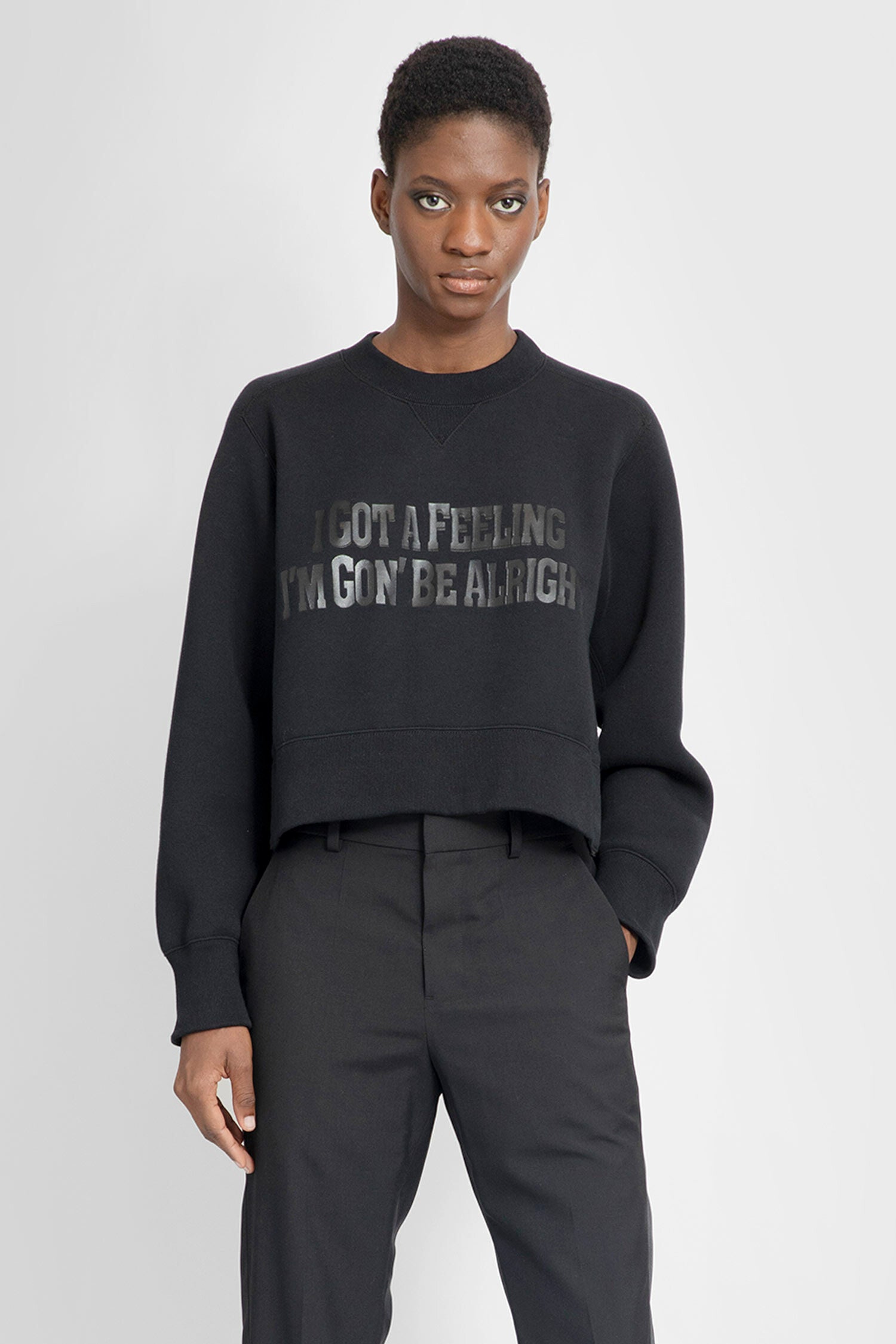 SACAI WOMAN BLACK SWEATSHIRTS