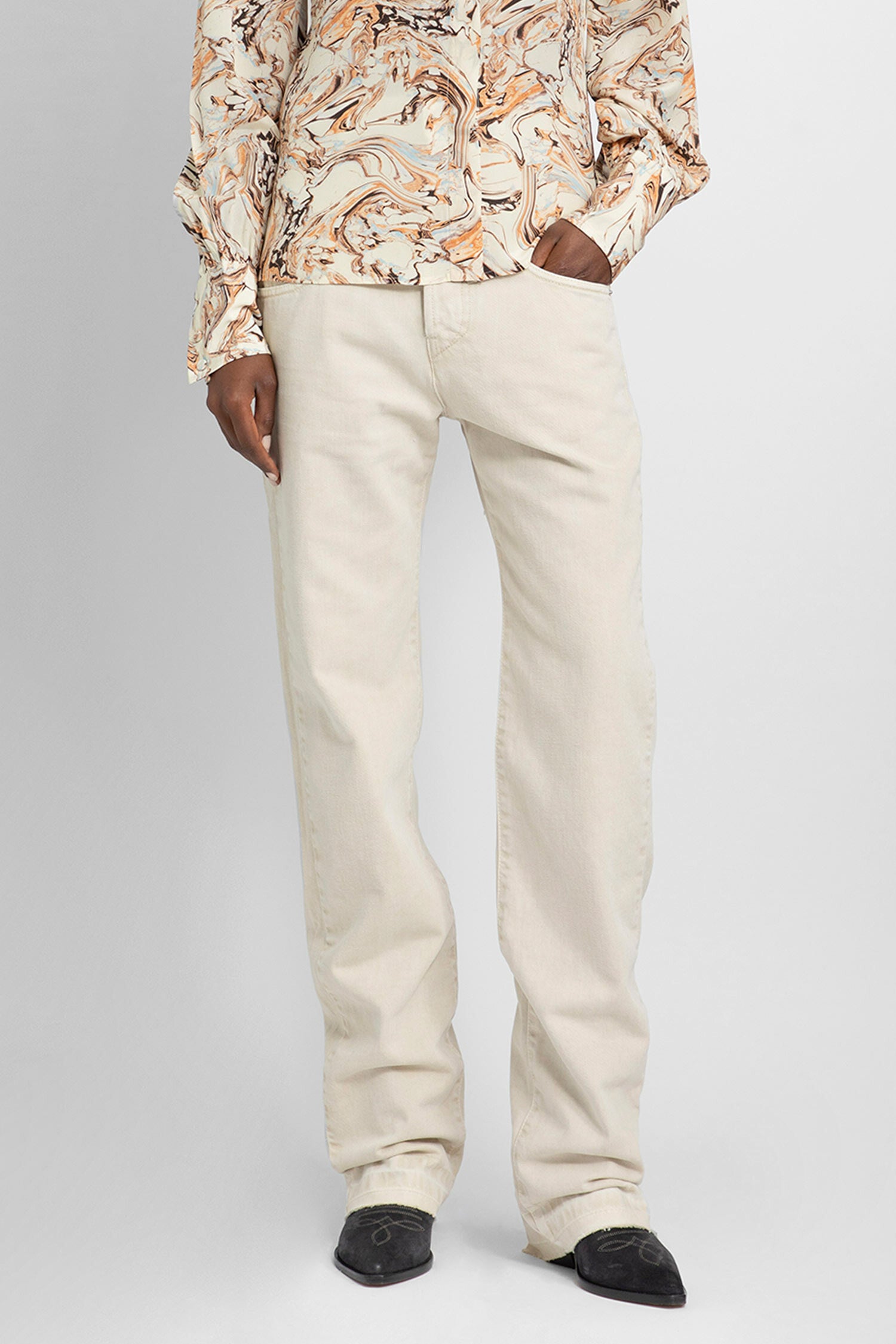 ISABEL MARANT WOMAN OFF-WHITE TROUSERS