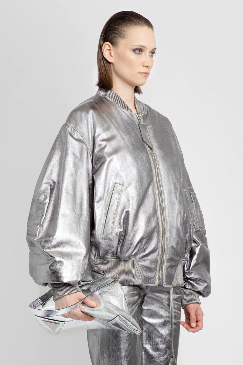 THE ATTICO WOMAN SILVER LEATHER JACKETS