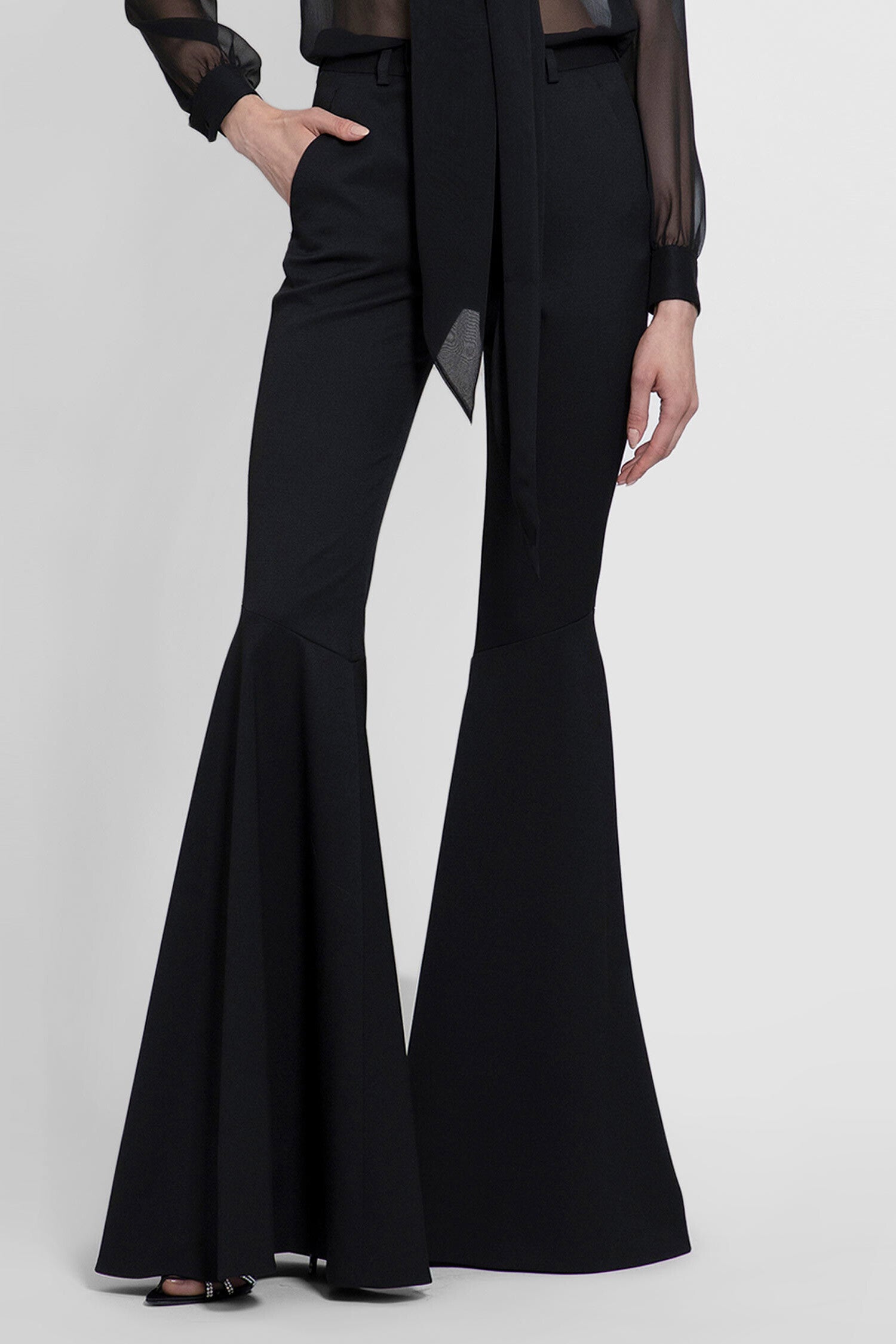 SAINT LAURENT WOMAN BLACK TROUSERS