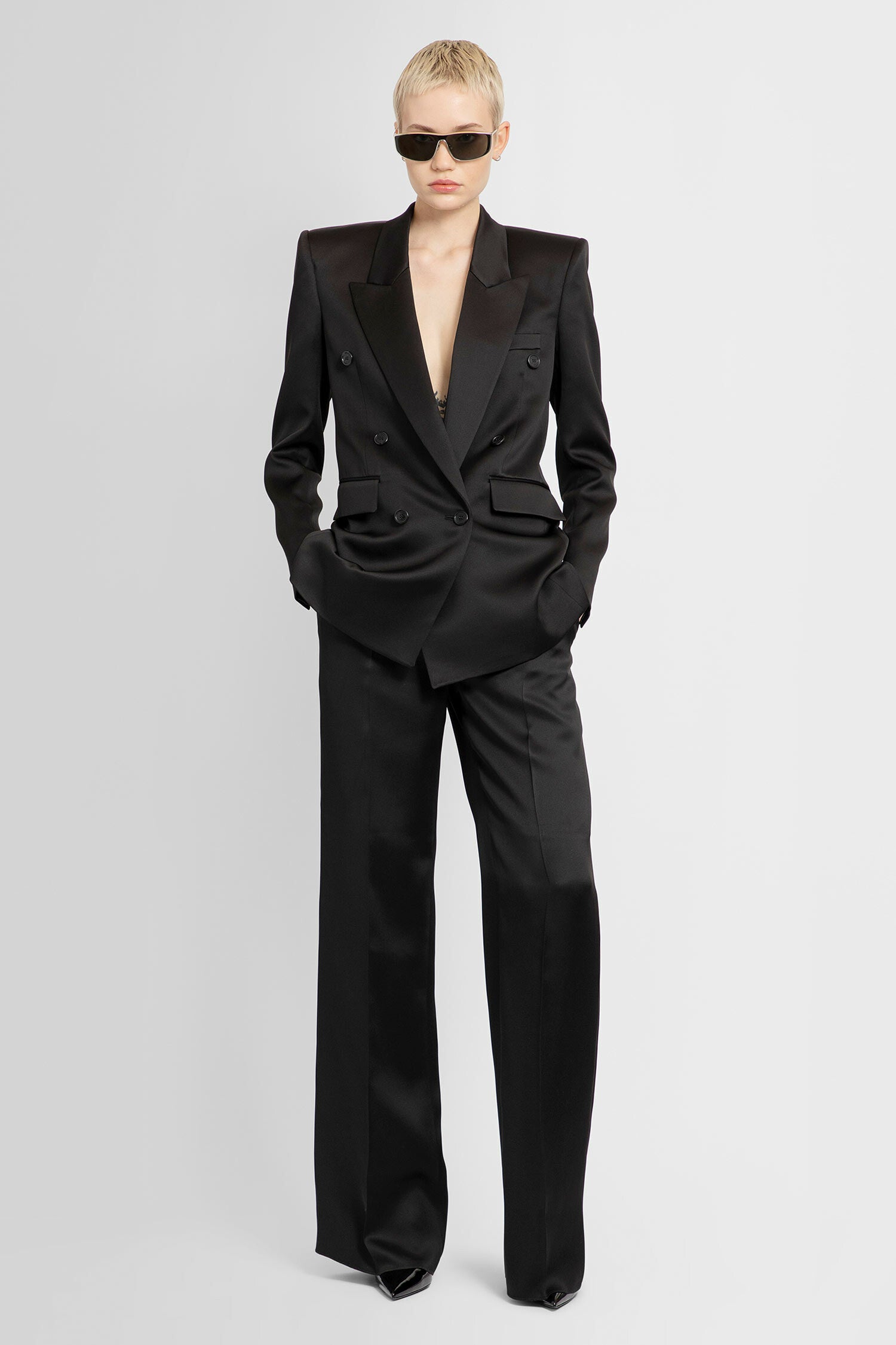 SAINT LAURENT WOMAN BLACK TROUSERS