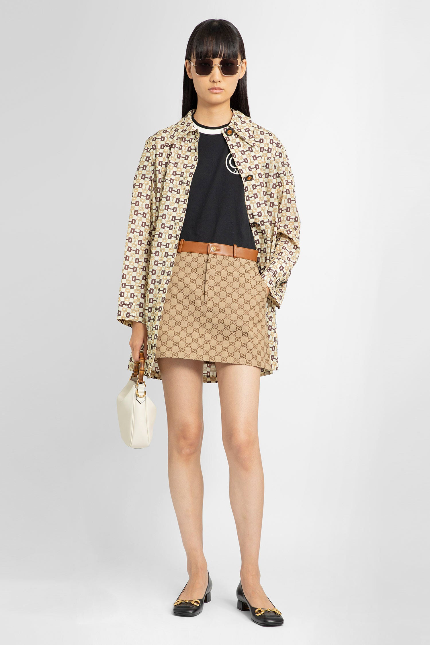 Products By Louis Vuitton: Monogram Printed Leather Mini Skirt