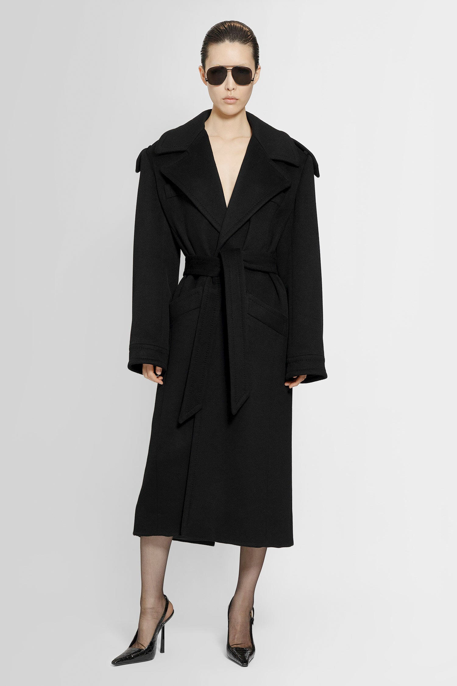 SAINT LAURENT WOMAN BLACK COATS