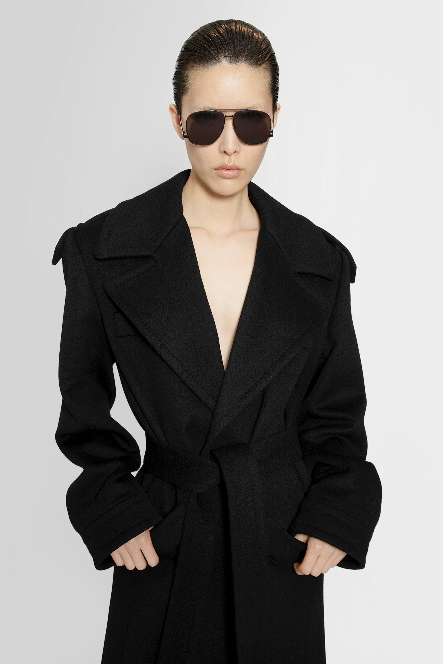 SAINT LAURENT WOMAN BLACK COATS