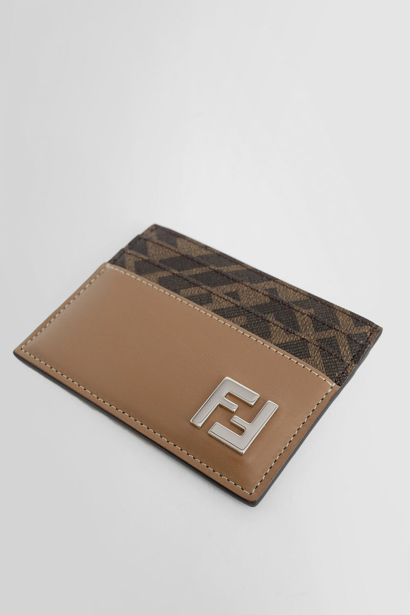 Fendi Ff Leather Card Holder in Brown
