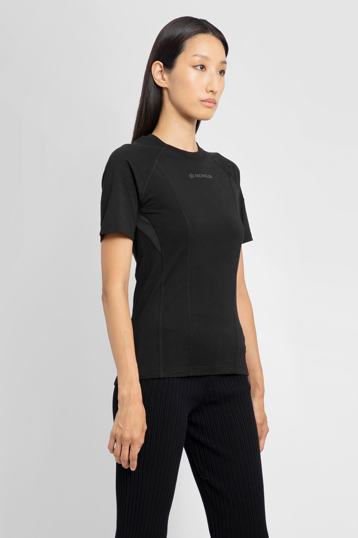 MONCLER WOMAN BLACK T-SHIRTS & TANK TOPS