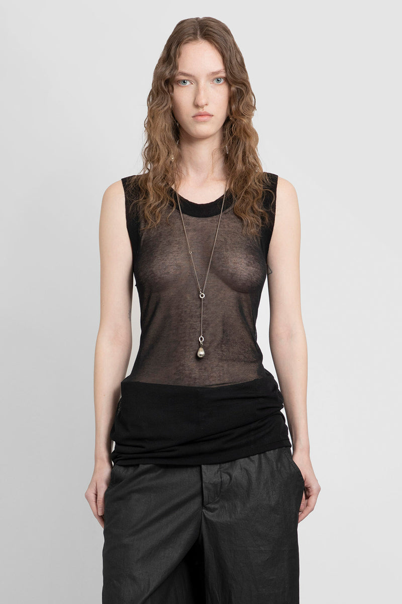 ANN DEMEULEMEESTER WOMAN BLACK TANK TOPS - ANN DEMEULEMEESTER