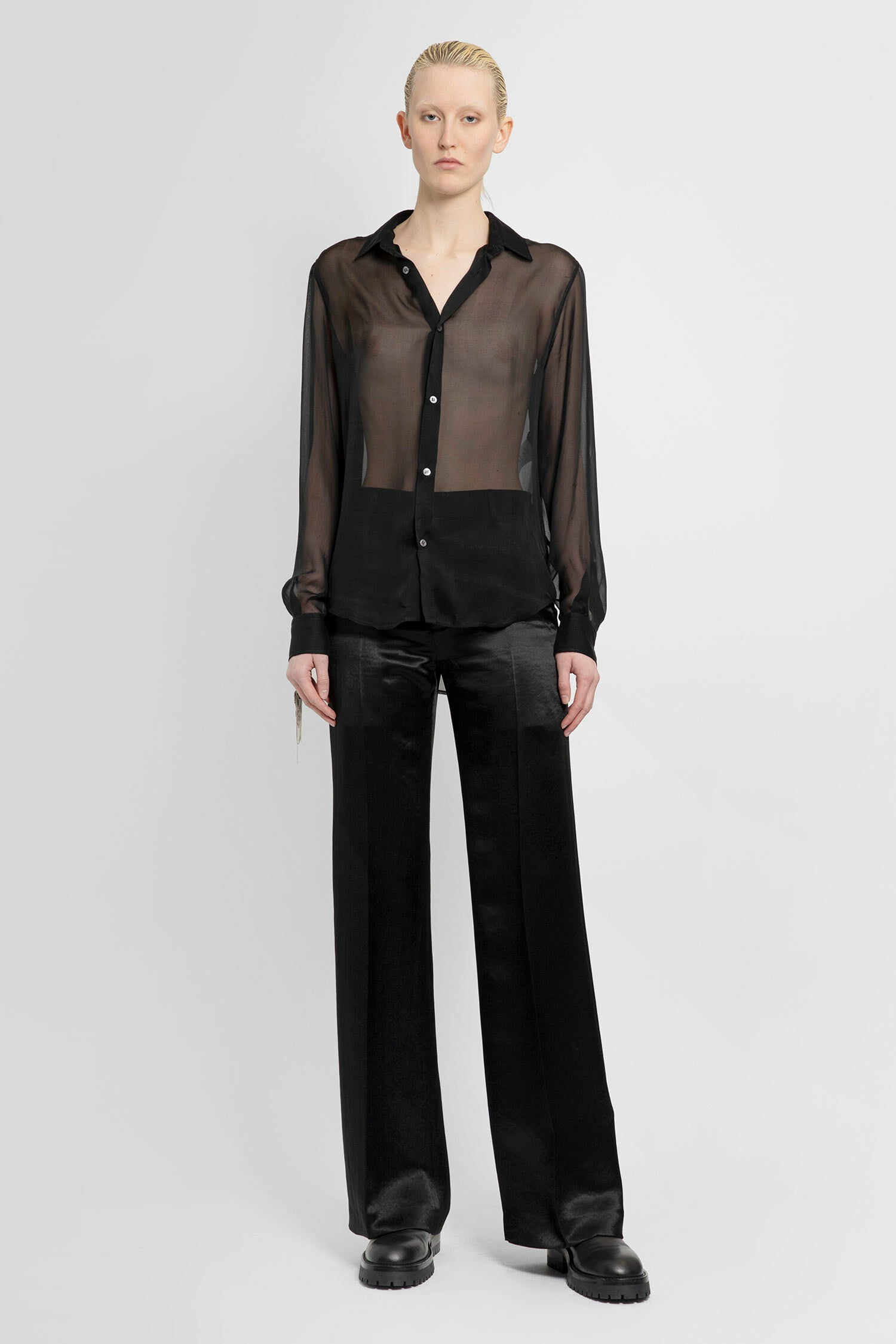 ANN DEMEULEMEESTER WOMAN BLACK TROUSERS