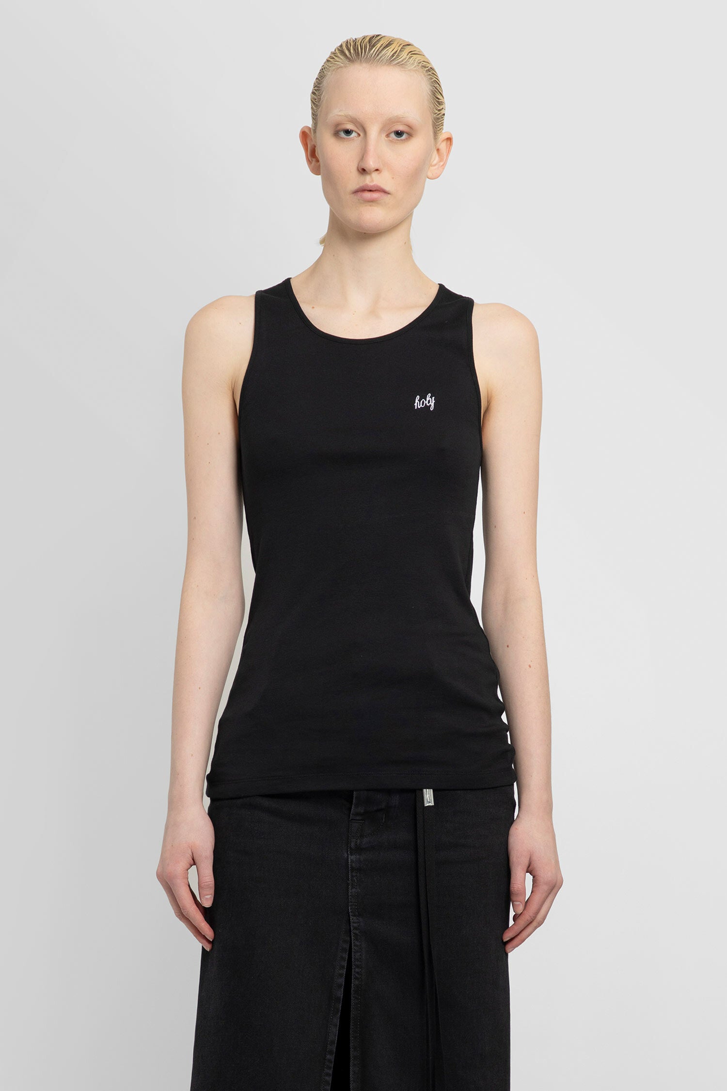 ANN DEMEULEMEESTER WOMAN BLACK TANK TOPS