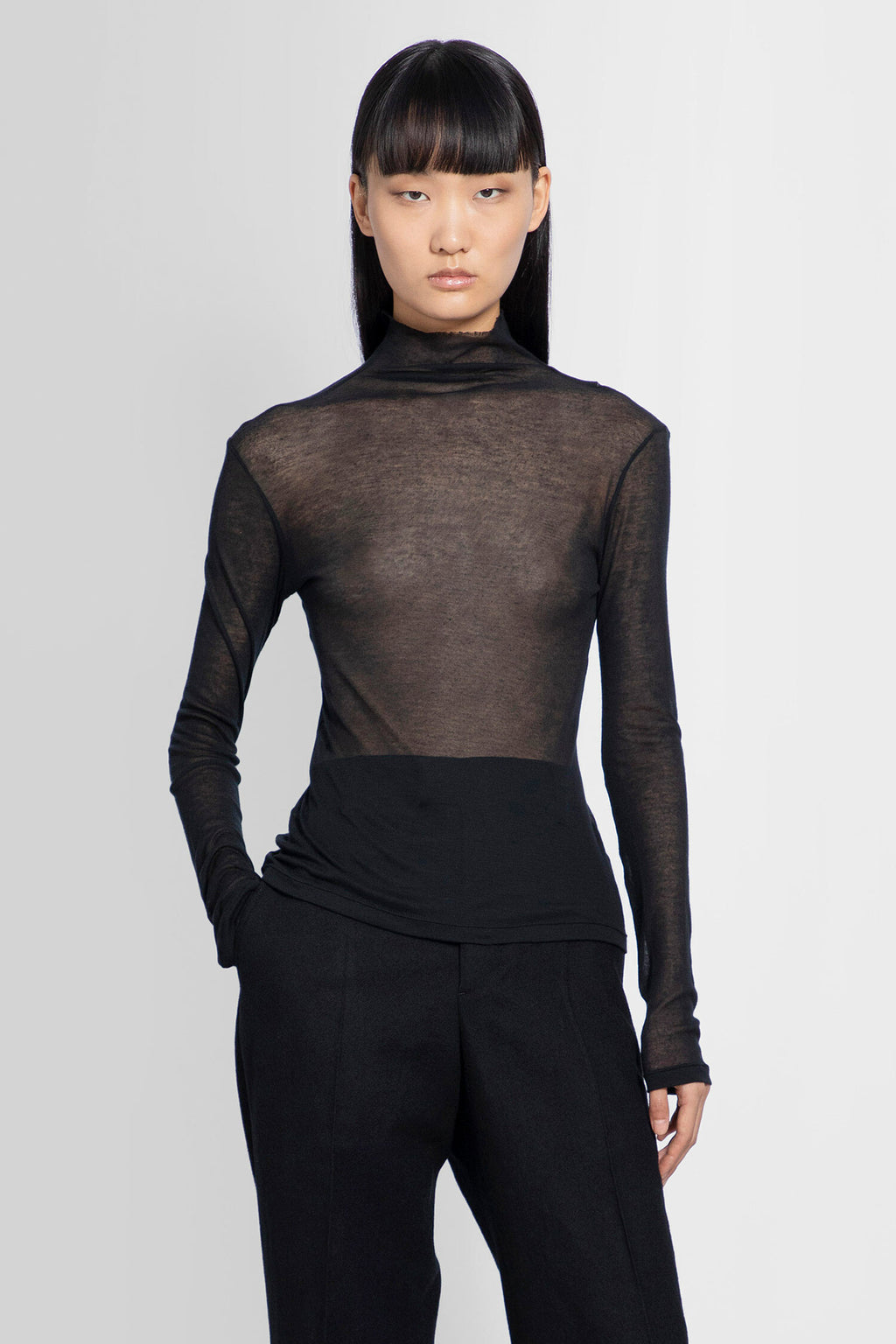 ANN DEMEULEMEESTER WOMAN BLACK TOPS - ANN DEMEULEMEESTER - TOPS