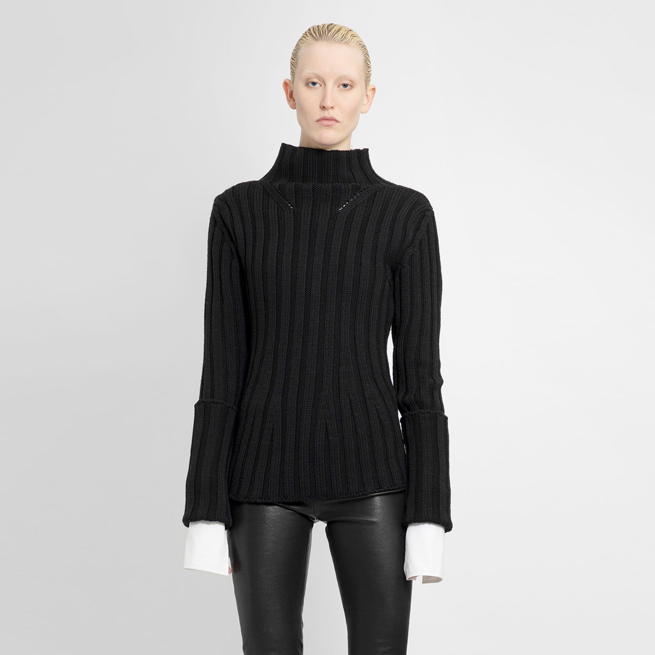 ANN DEMEULEMEESTER WOMAN BLACK KNITWEAR