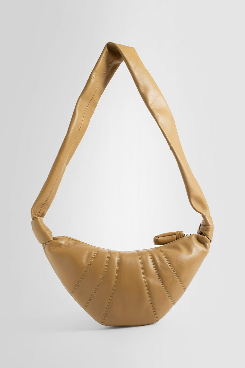 Croissant Leather Coin Purse With Strap in Beige - Lemaire